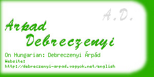 arpad debreczenyi business card